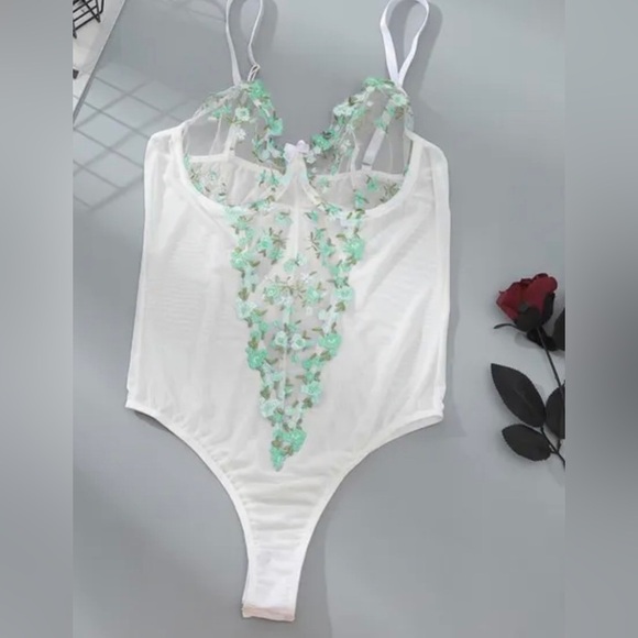 New Floral Sheer Secret Garden Bodysuit - Picture 3 of 5